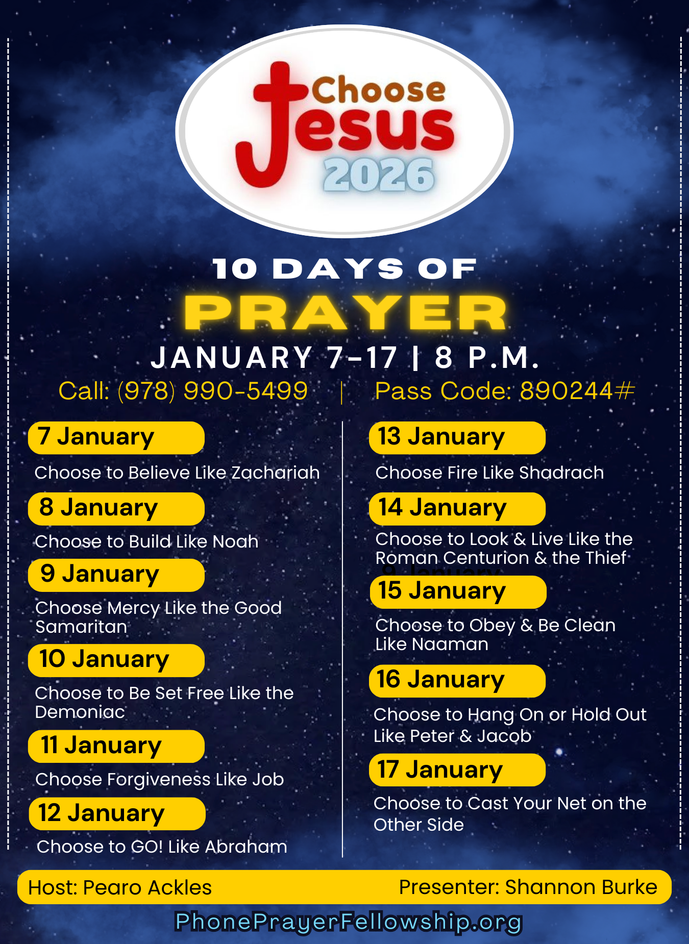 10 days of Prayer 2026 nightly topics